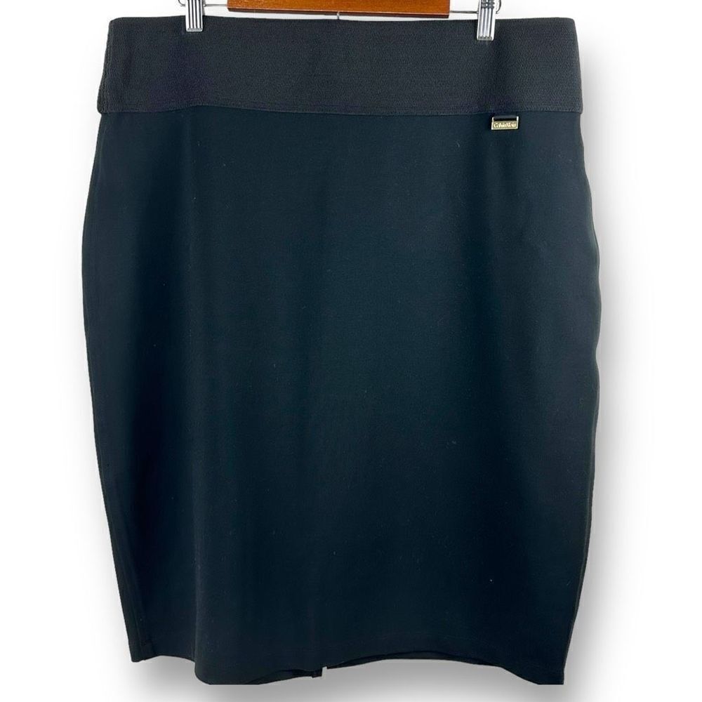 Calvin Klein Women's Size 1X Power Stretch Black Pencil Skirt With Walking Slit